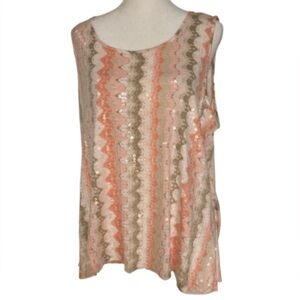 EUC Ruby Rd Sleeveless Sequin Blouse Size XL